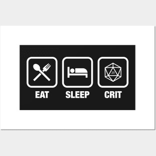 Eat Sleep Crit D20 Dice Dungeons Crawler and Dragons Slayer Posters and Art